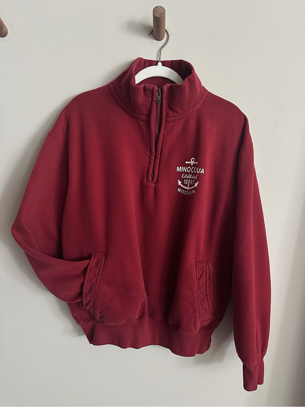 MV Sport Vintage Minocqua Wisconsin Anchor Quarter Zip Sweatshirt